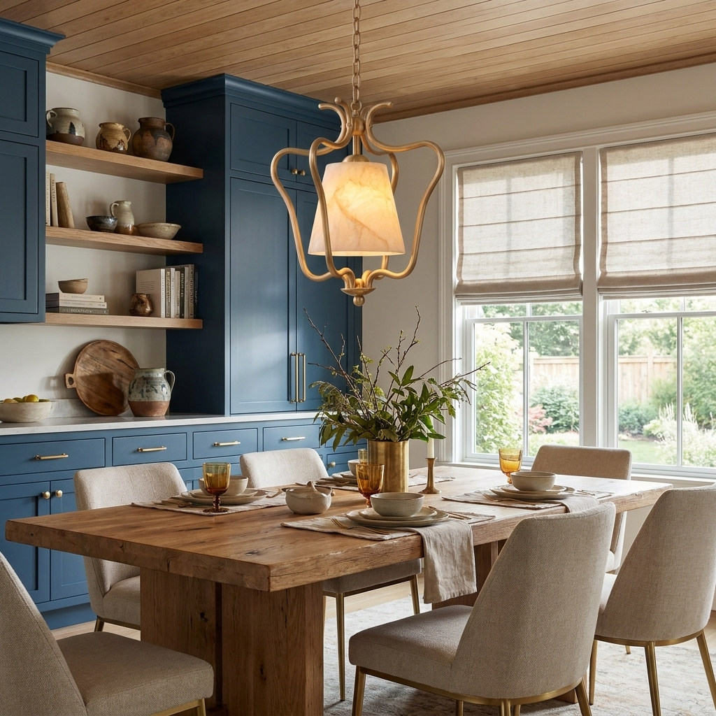 Pembermere pendel-lampe i alabast som lanterne