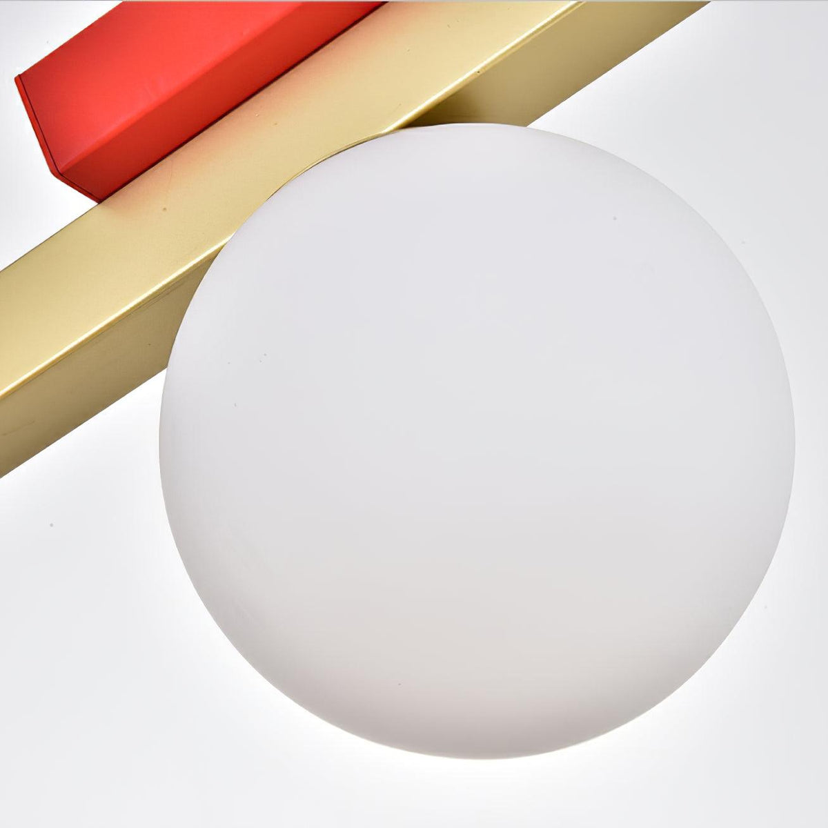 Veveny geometrisk pendellampa med dubbla glober och linjära stänger