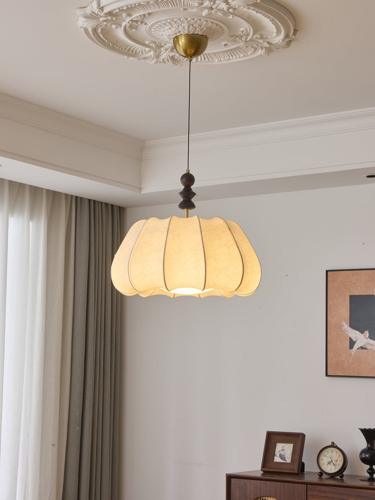 Asolira elegant vintage-pendellampe i træ