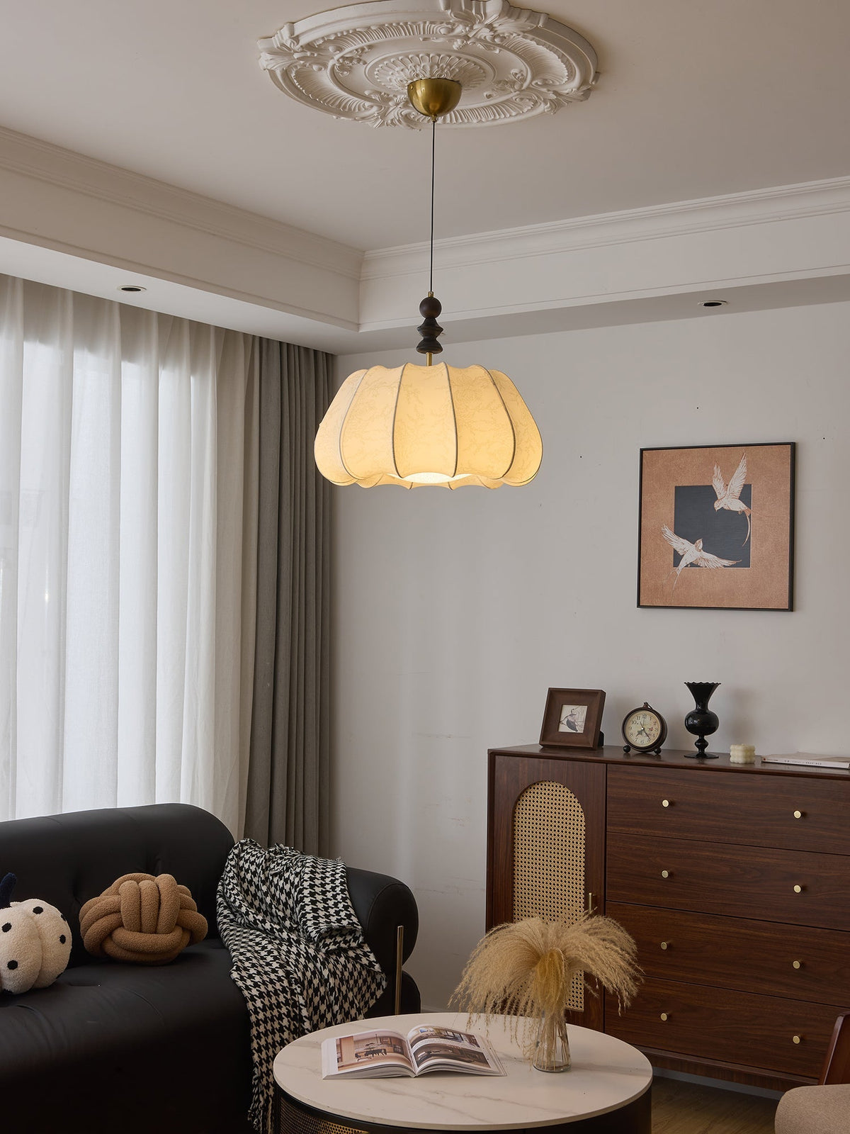 Asolira elegant vintage-pendellampe i træ