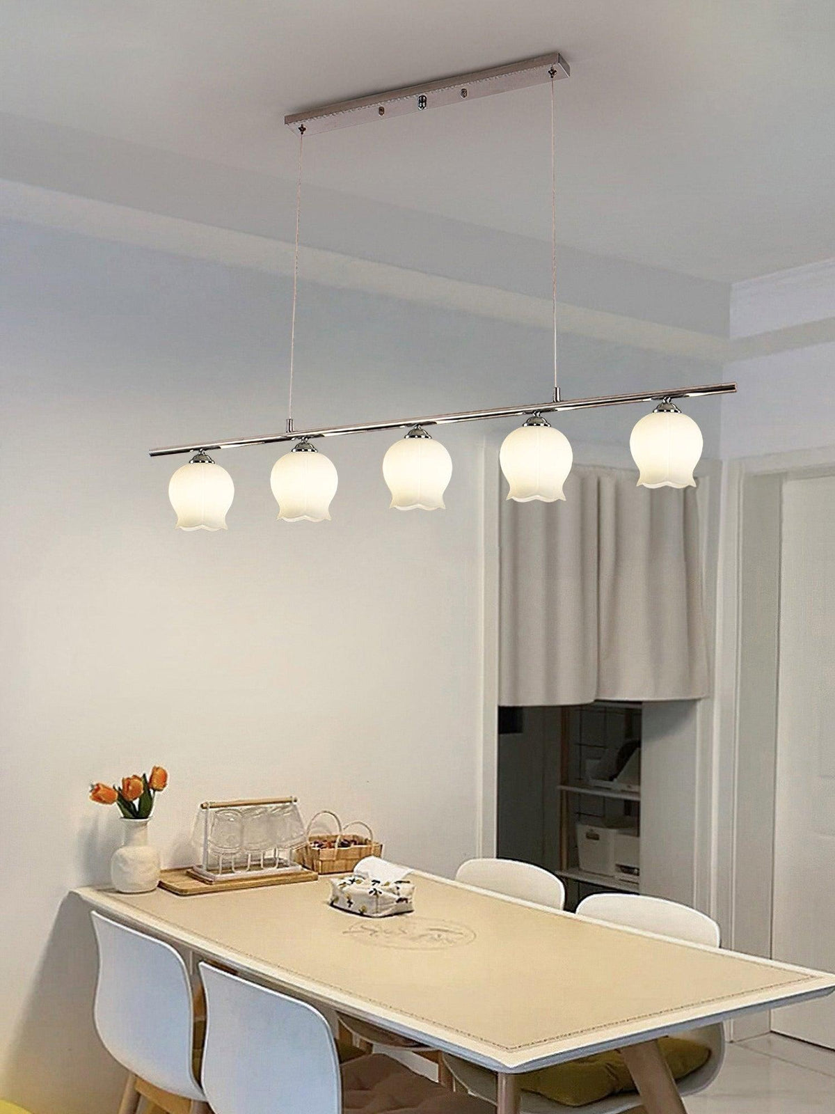 Candeeiro de suspensão Evenara moderno minimalista floral em vidro