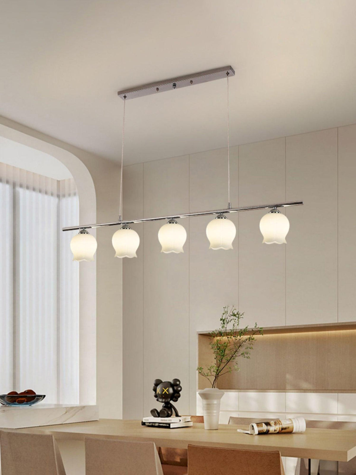 Candeeiro de suspensão Evenara moderno minimalista floral em vidro
