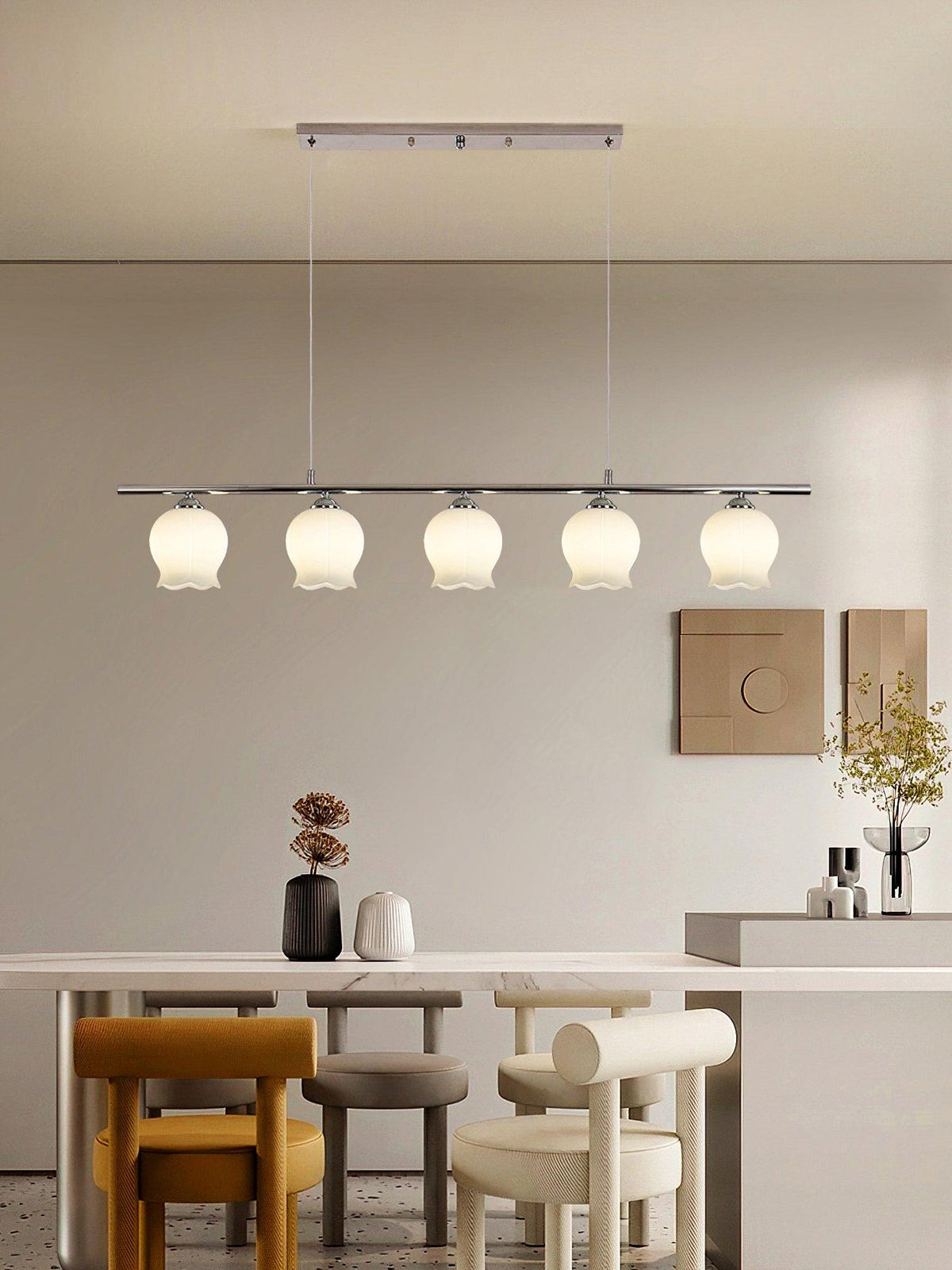 Candeeiro de suspensão Evenara moderno minimalista floral em vidro
