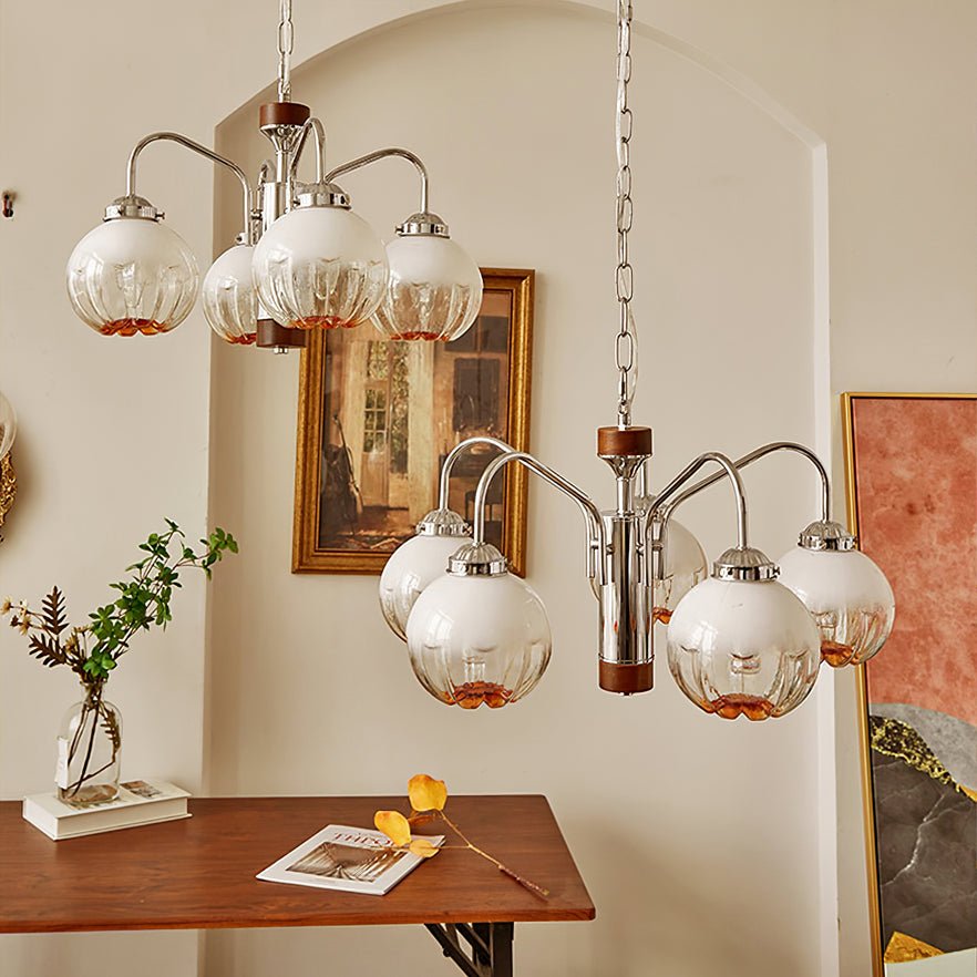 Lustre de vidro e nogueira, nórdico, artístico e com flores Ulliria