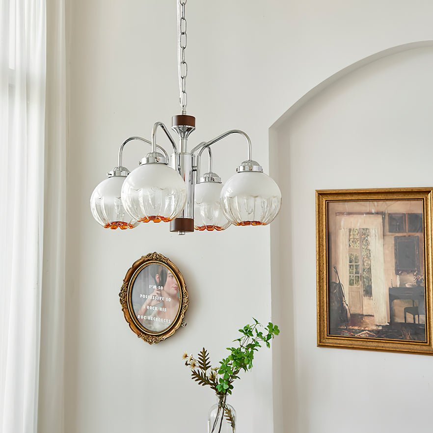 Lustre de vidro e nogueira, nórdico, artístico e com flores Ulliria