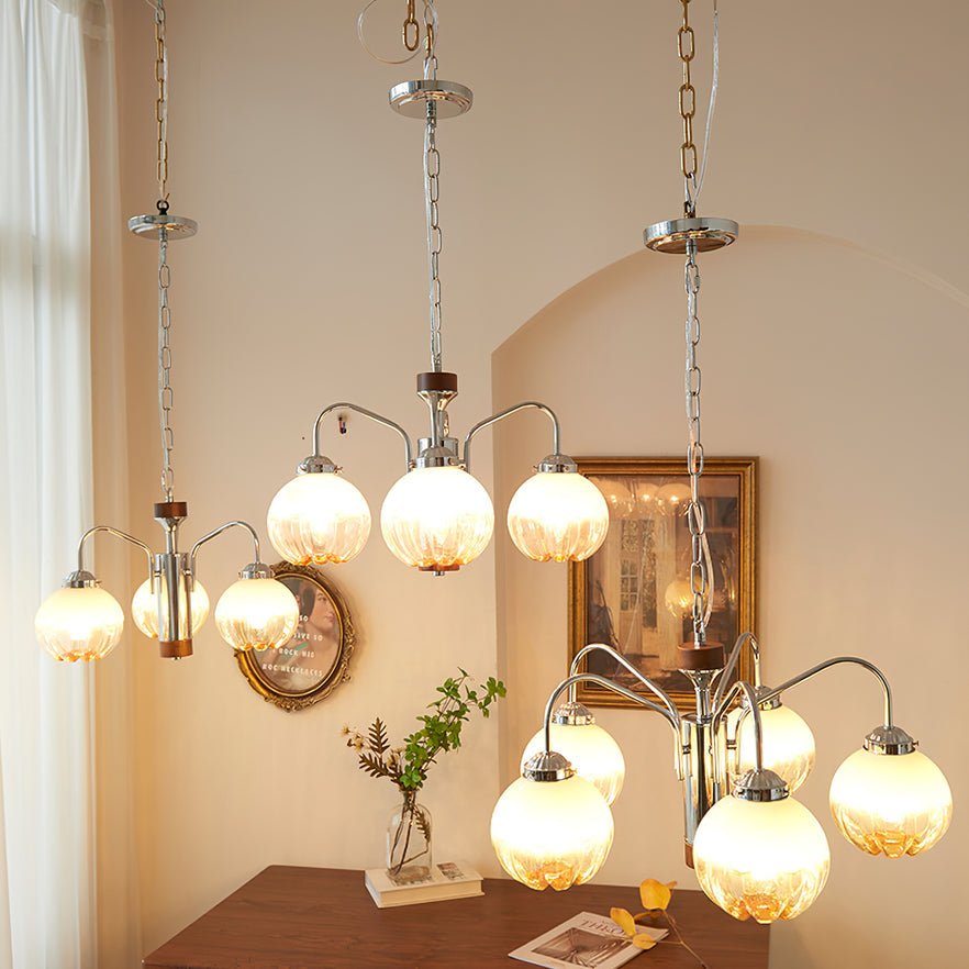 Lustre de vidro e nogueira, nórdico, artístico e com flores Ulliria