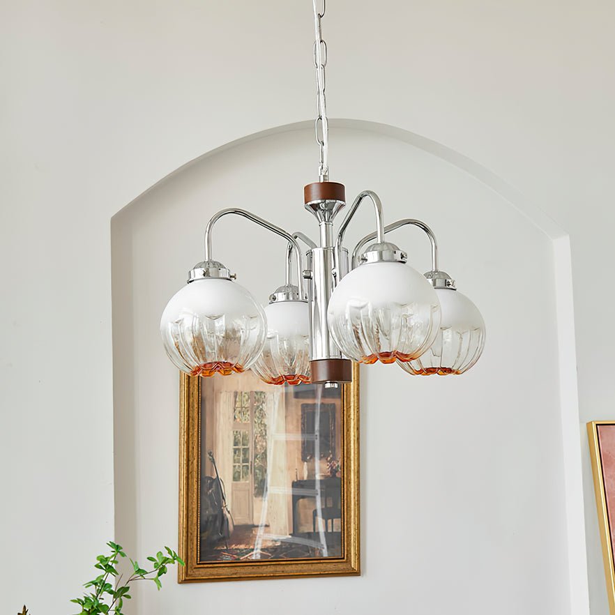 Lustre de vidro e nogueira, nórdico, artístico e com flores Ulliria