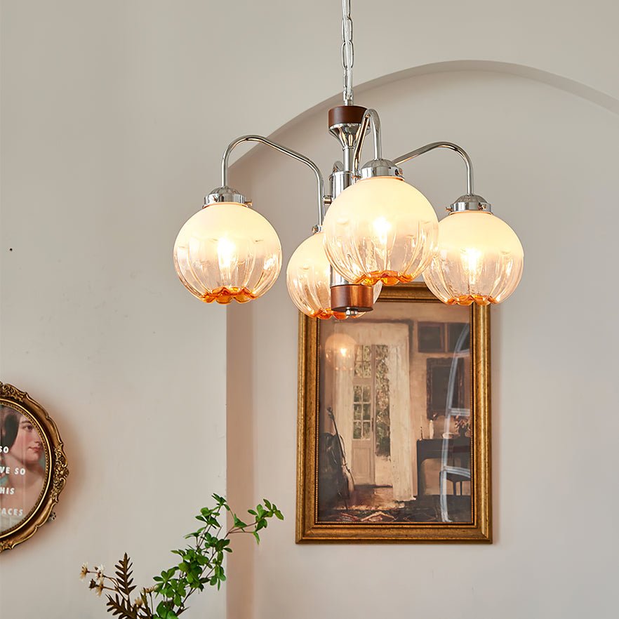 Lustre de vidro e nogueira, nórdico, artístico e com flores Ulliria