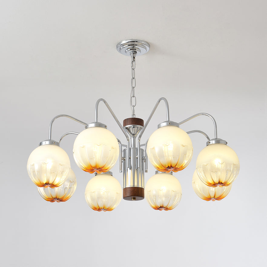 Lustre de vidro e nogueira, nórdico, artístico e com flores Ulliria