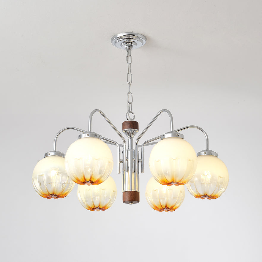 Lustre de vidro e nogueira, nórdico, artístico e com flores Ulliria