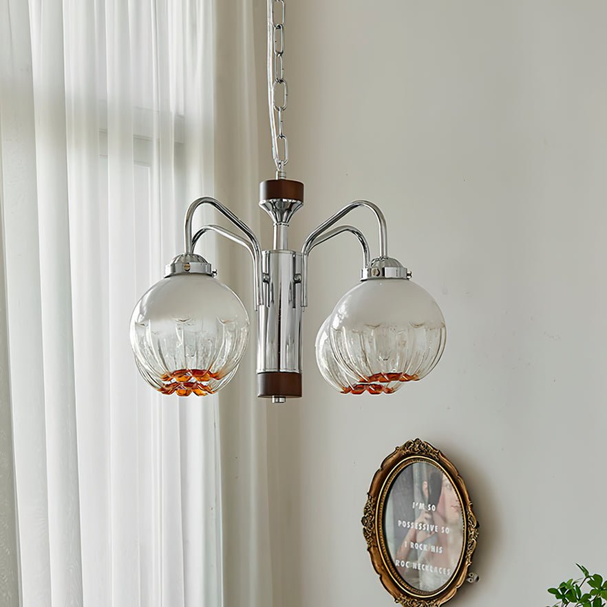 Lustre de vidro e nogueira, nórdico, artístico e com flores Ulliria