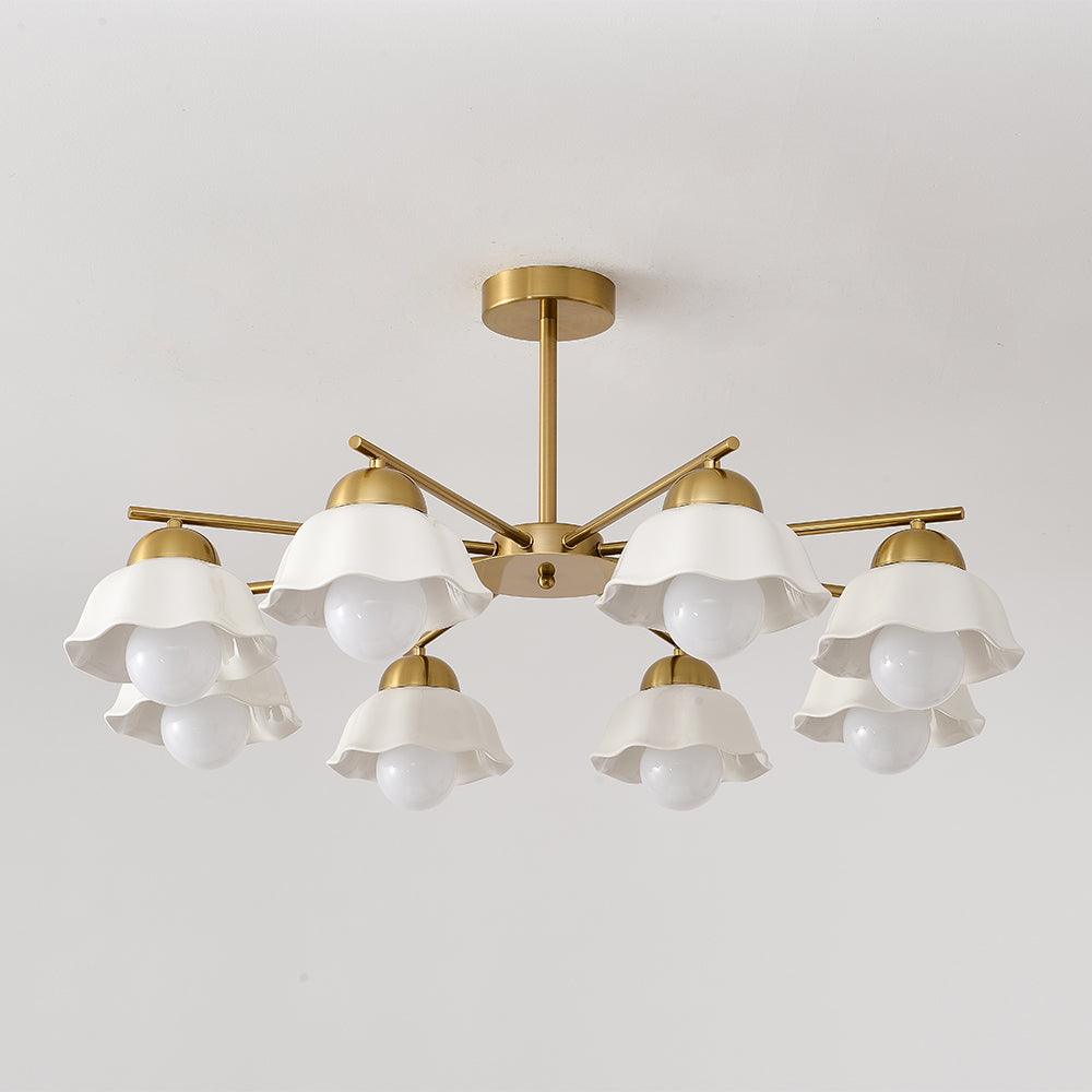Zasila nordisk kunstnerisk keramisk loftslampe med blomsterskærm
