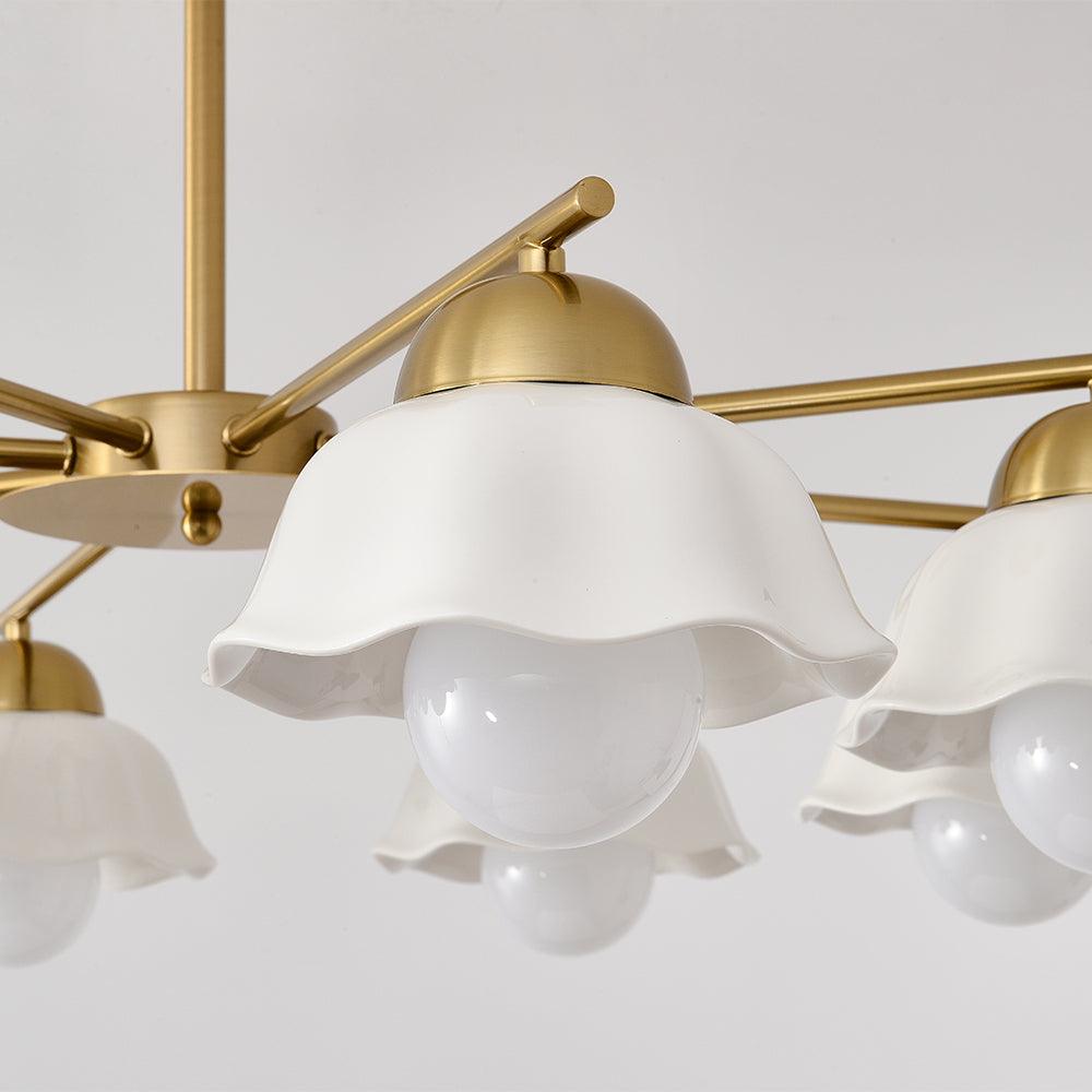 Zasila nordisk kunstnerisk keramisk loftslampe med blomsterskærm