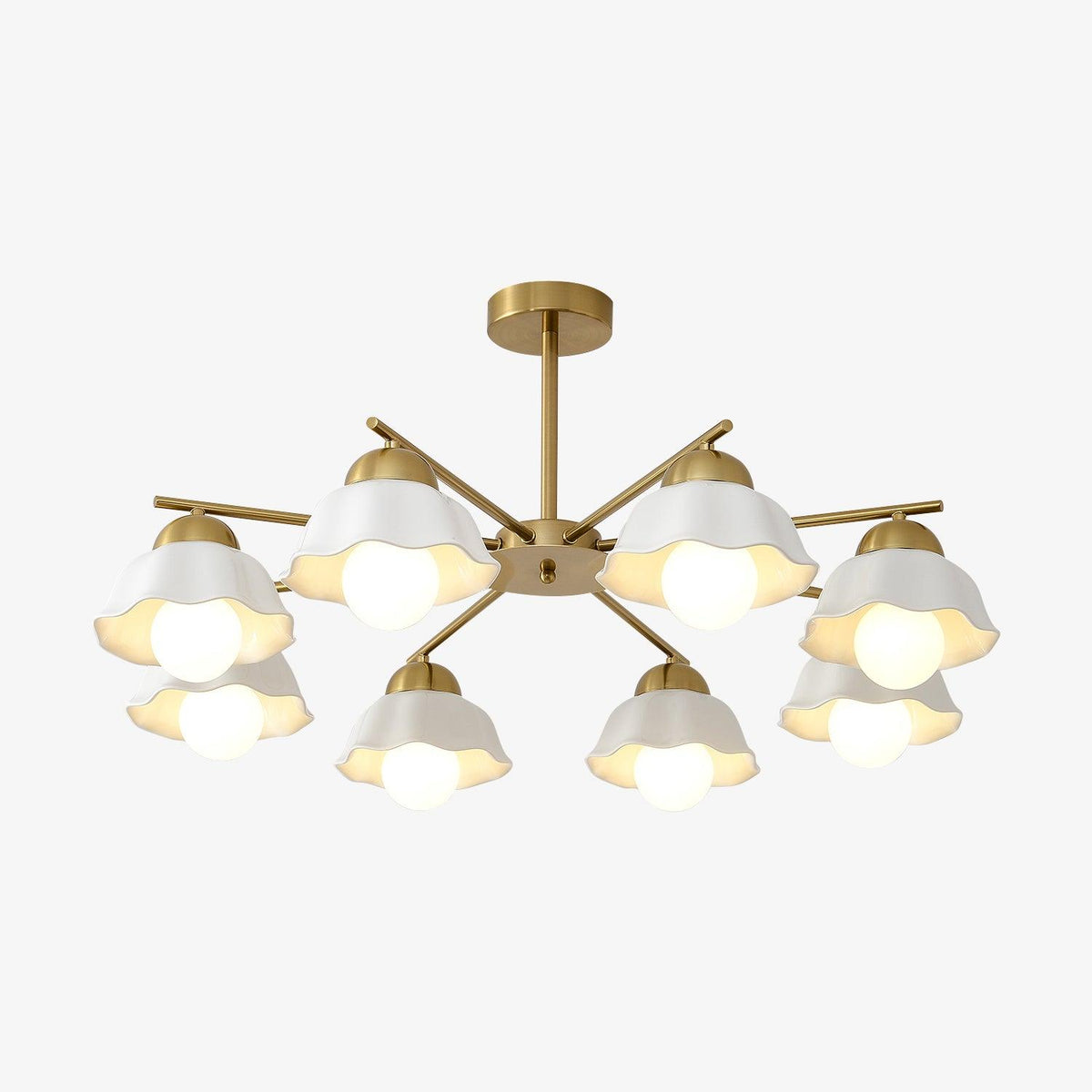 Zasila nordisk kunstnerisk keramisk loftslampe med blomsterskærm