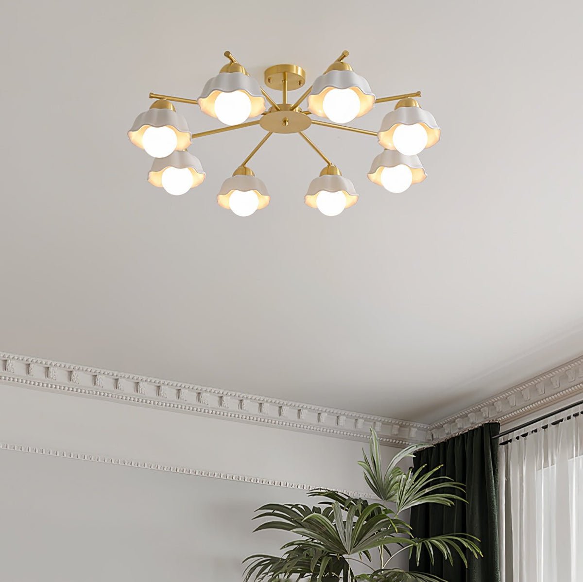 Zasila nordisk kunstnerisk keramisk loftslampe med blomsterskærm