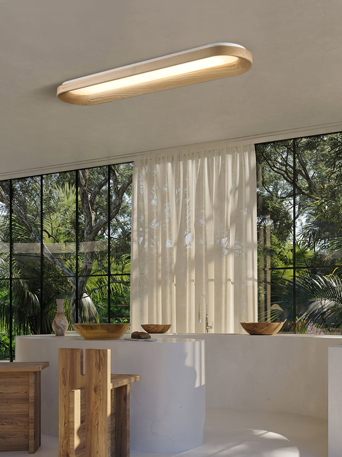 Zatalel moderne minimalistisk loftlampe med flydende sky i træ