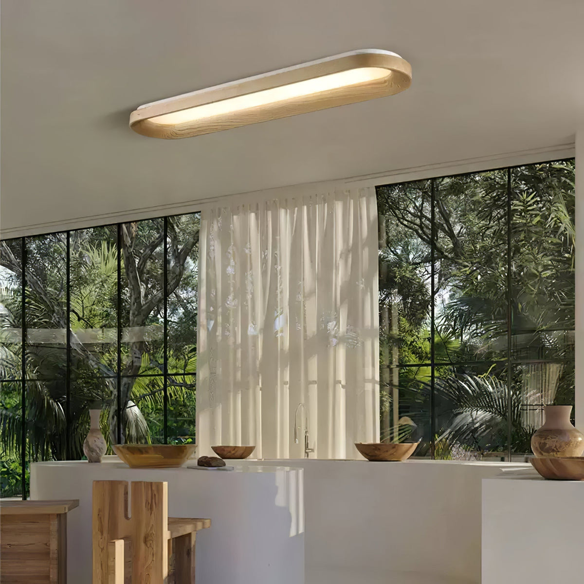 Zatalel moderne minimalistisk loftlampe med flydende sky i træ