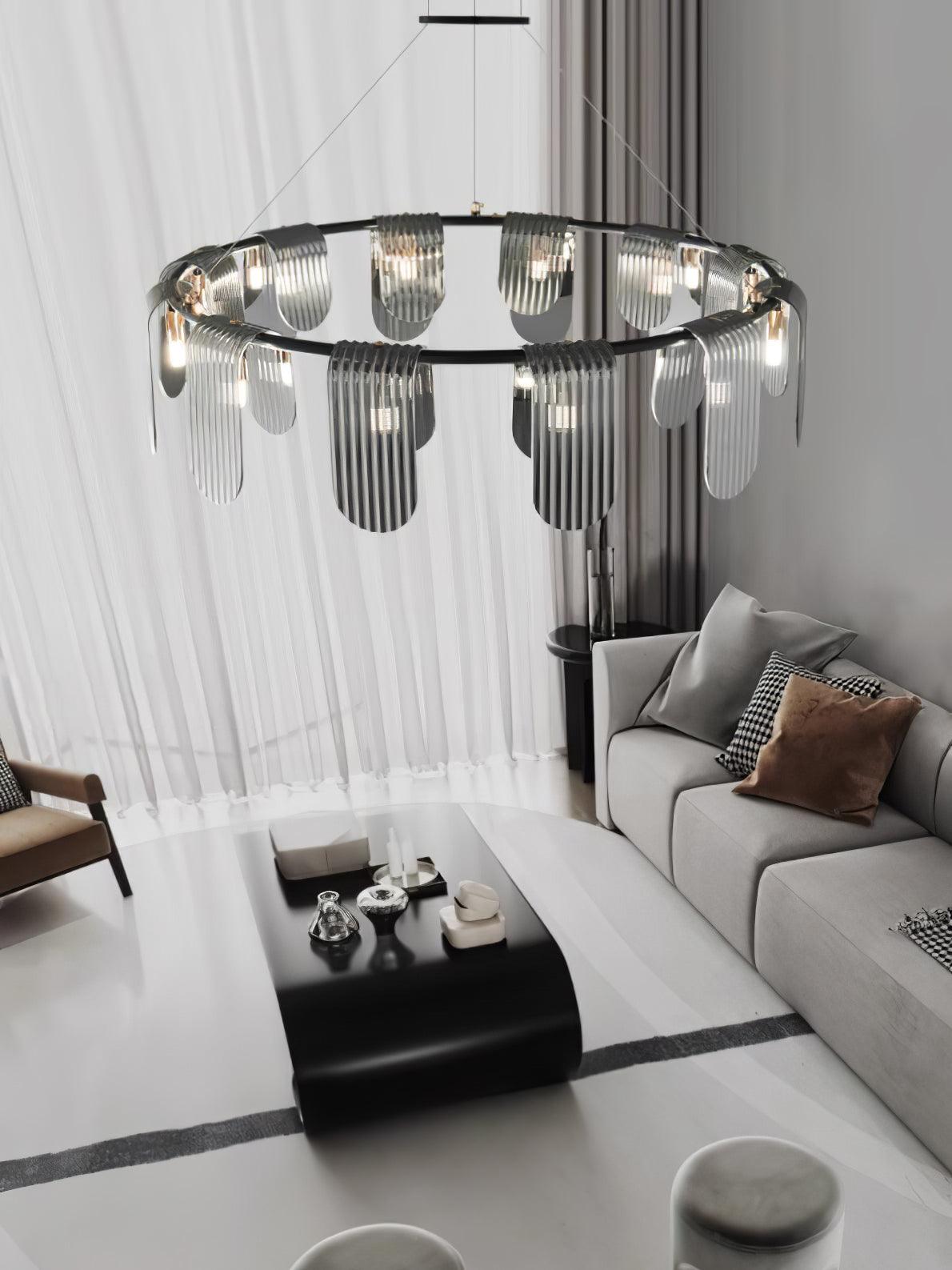 Celorella moderne lysekrone i glas
