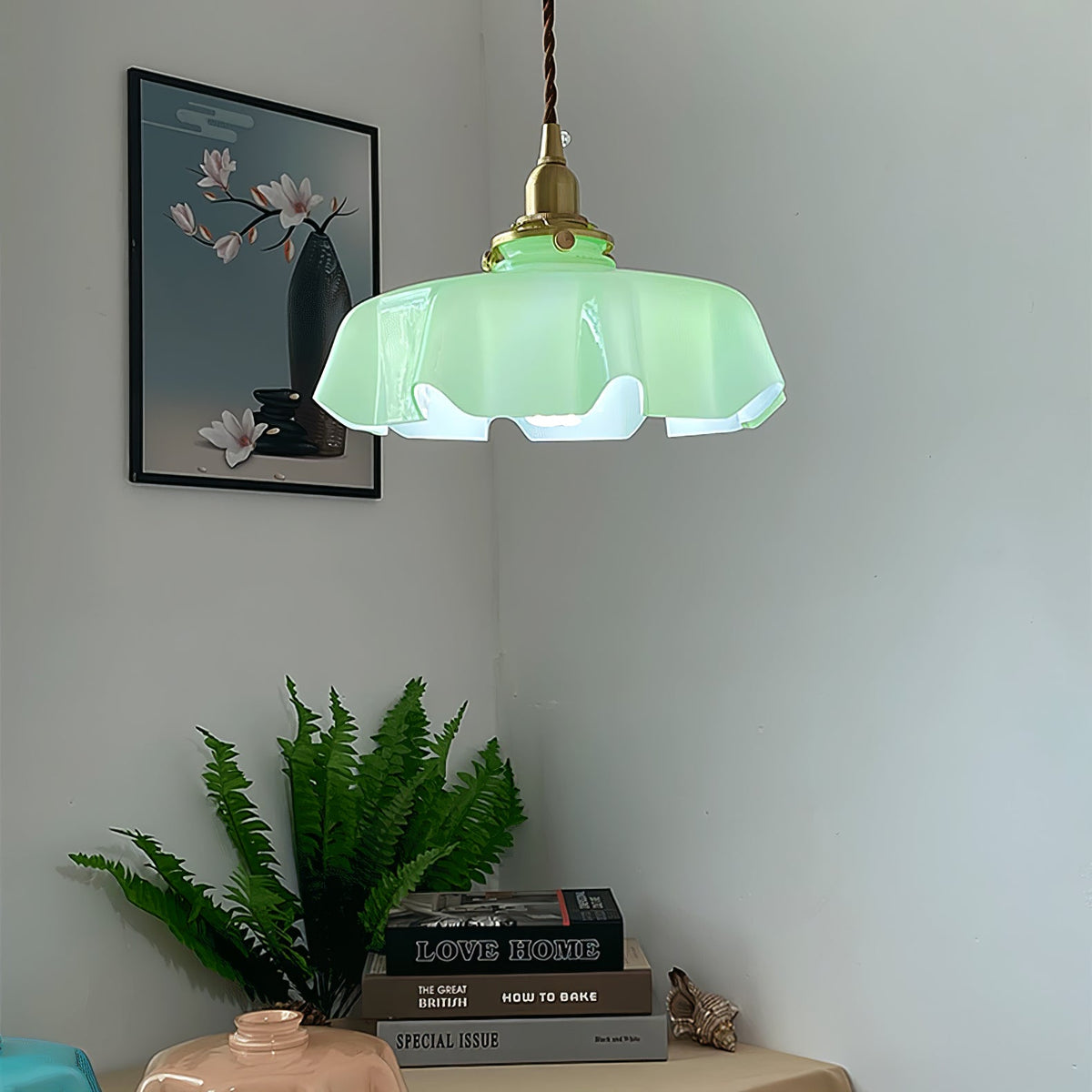 Civen Farmhouse Ruffled Pendant Light