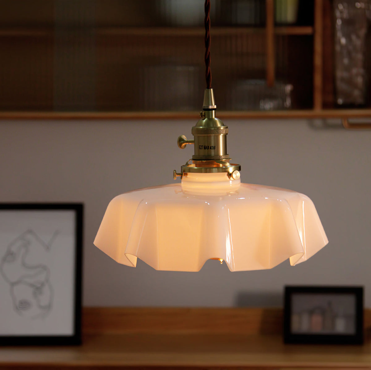 Civen Farmhouse Ruffled Pendant Light