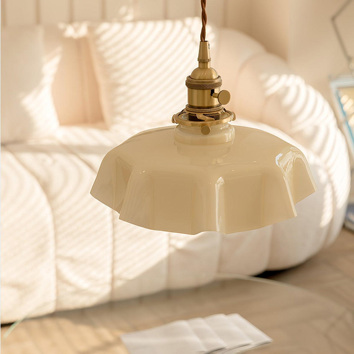 Civen Farmhouse Ruffled Pendant Light