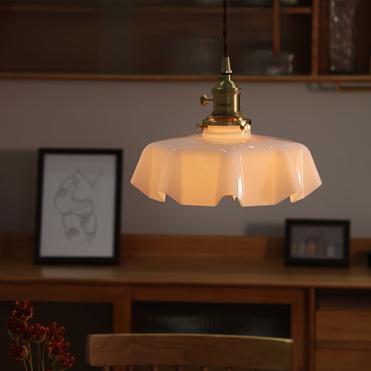 Civen Farmhouse Ruffled Pendant Light