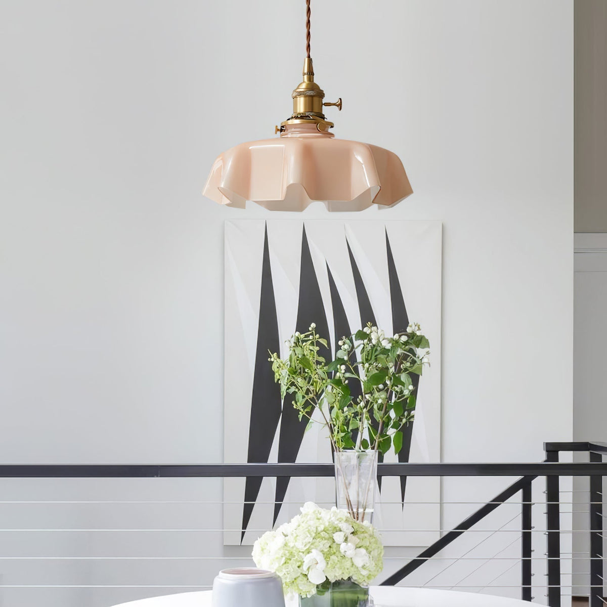Civen Farmhouse Ruffled Pendant Light