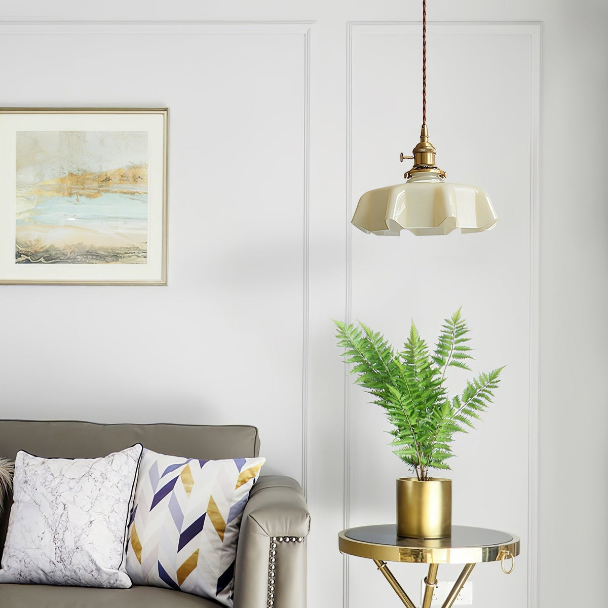 Civen Farmhouse Ruffled Pendant Light