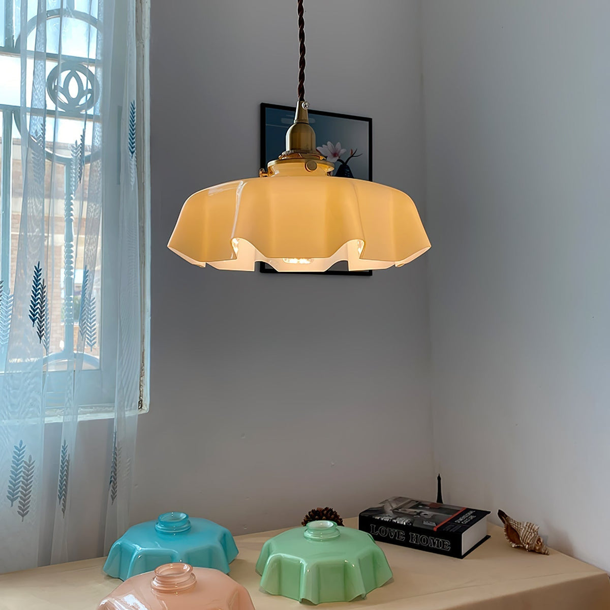 Civen Farmhouse Ruffled Pendant Light
