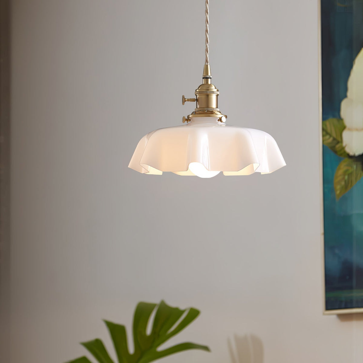 Civen Farmhouse Ruffled Pendant Light