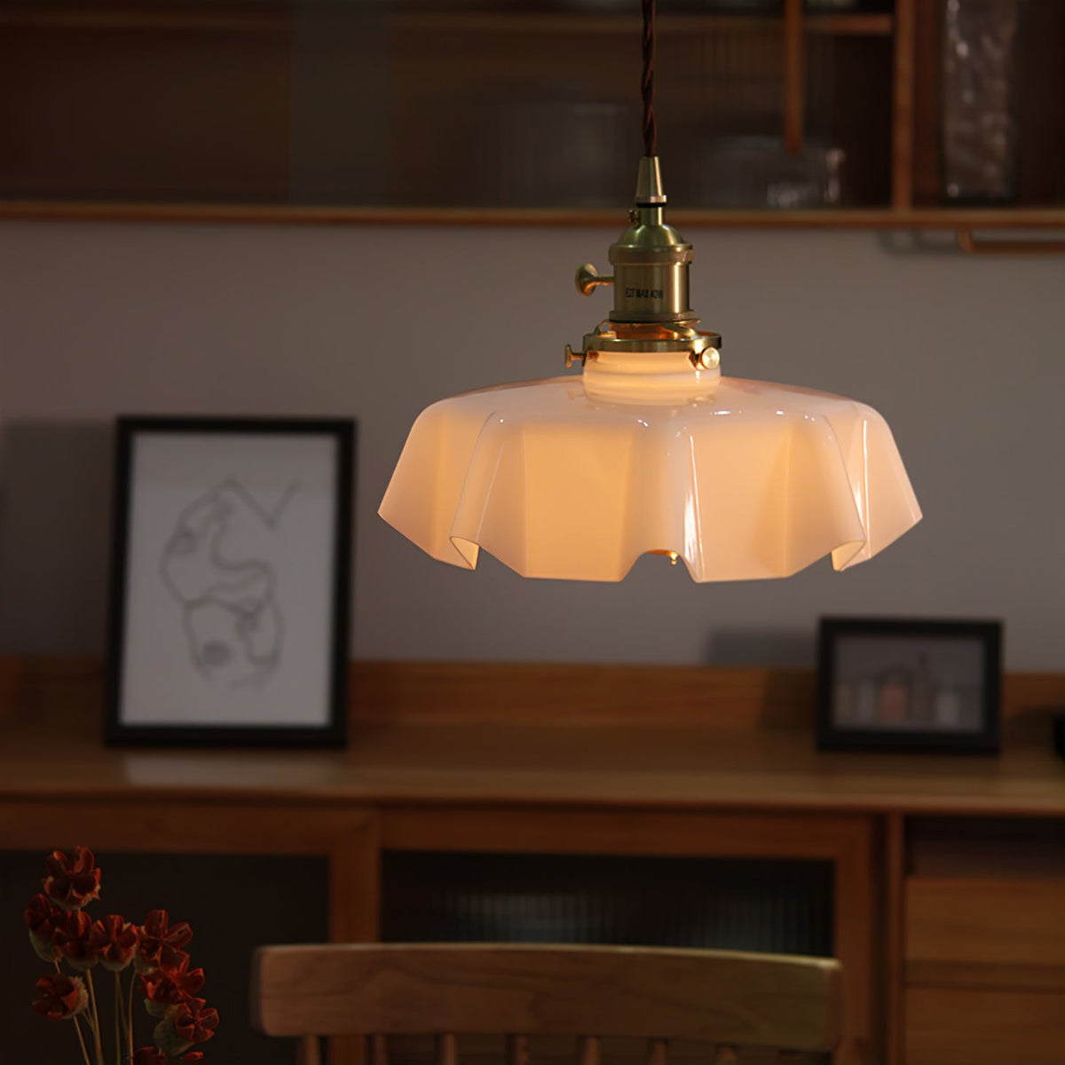 Civen Farmhouse Ruffled Pendant Light