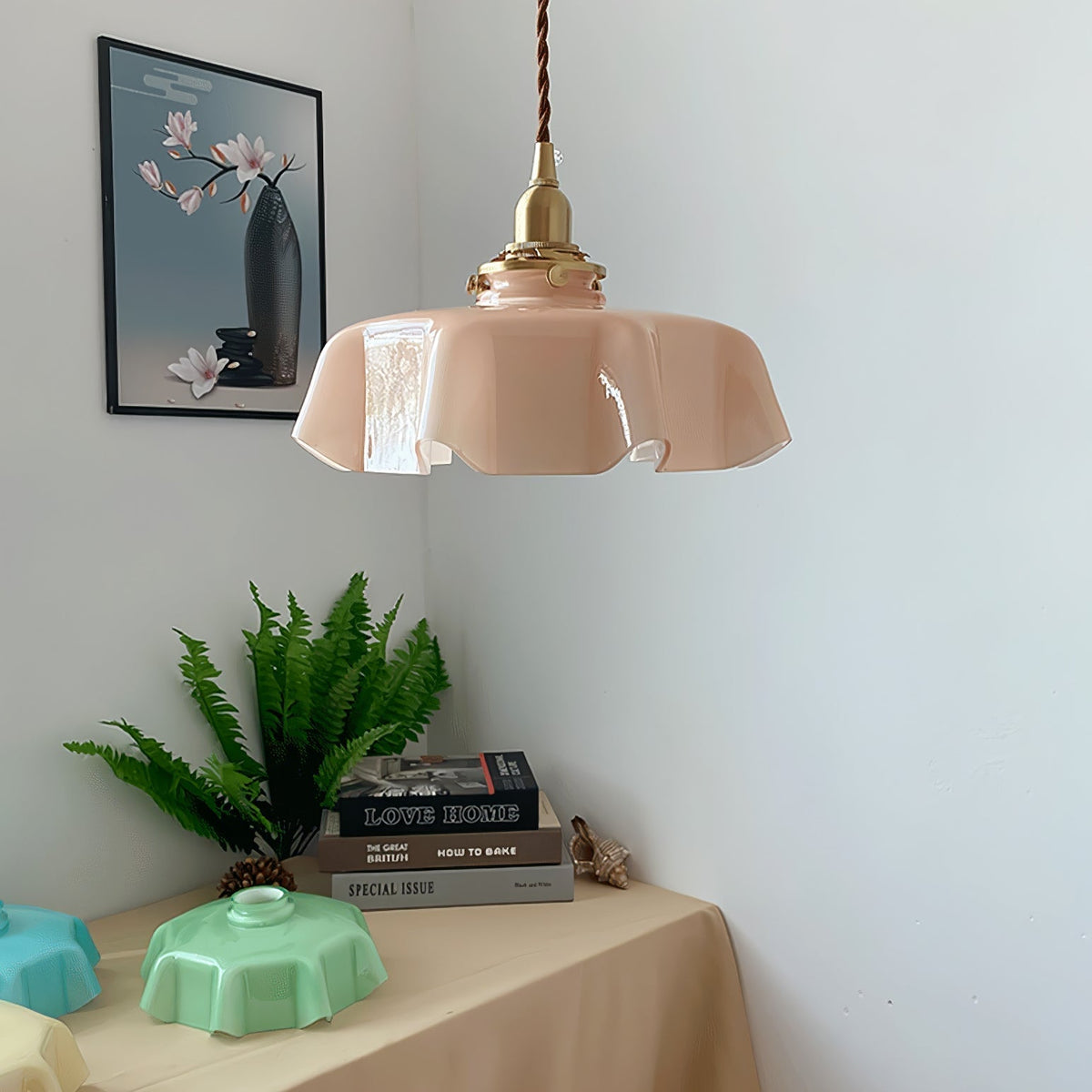 Civen Farmhouse Ruffled Pendant Light