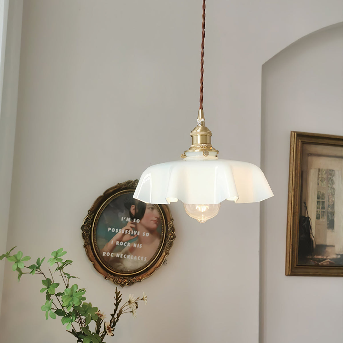 Civen Farmhouse Ruffled Pendant Light