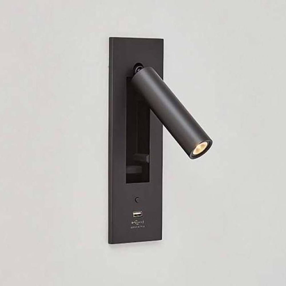 Sothis nútímalegur mínímalískur svartur USB-vegglampi við rúm
