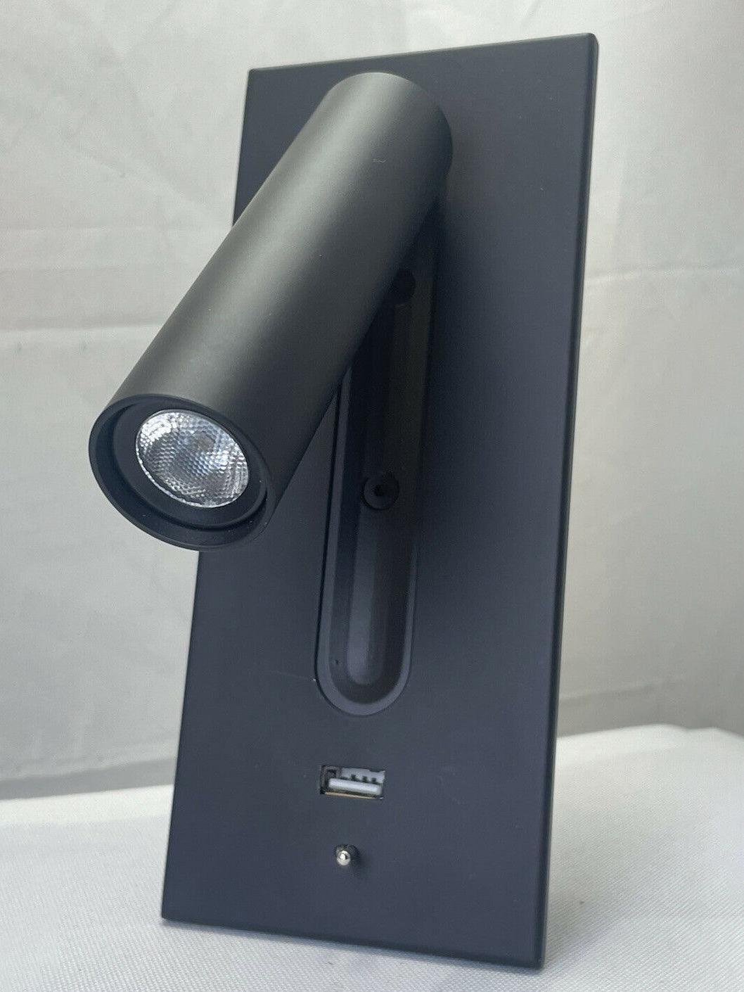 Sothis nútímalegur mínímalískur svartur USB-vegglampi við rúm