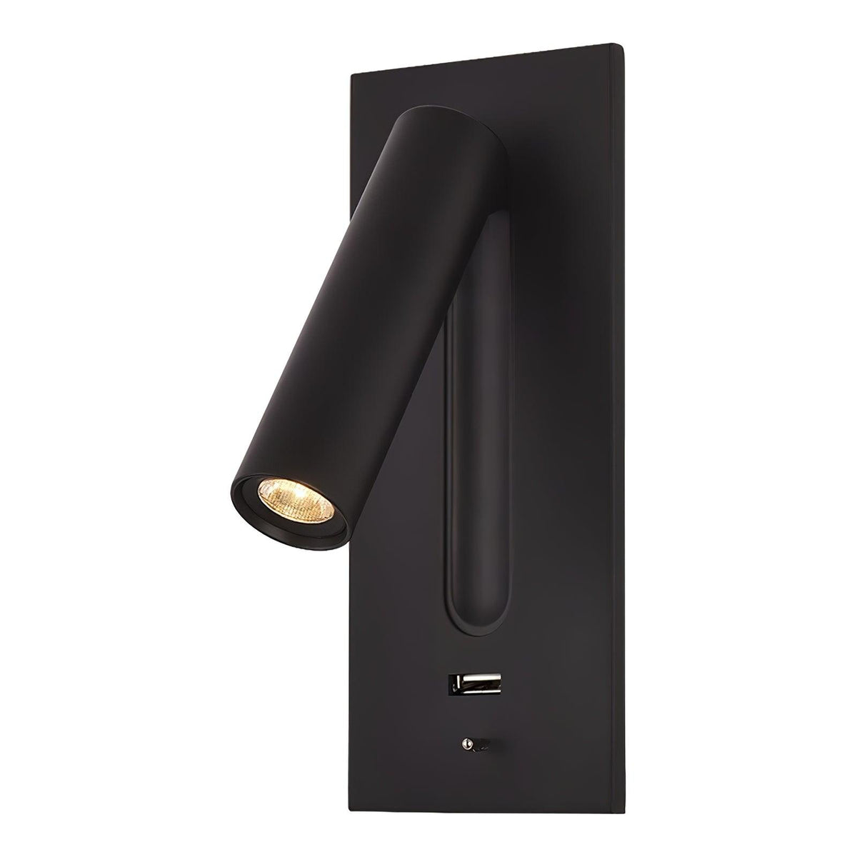 Sothis nútímalegur mínímalískur svartur USB-vegglampi við rúm