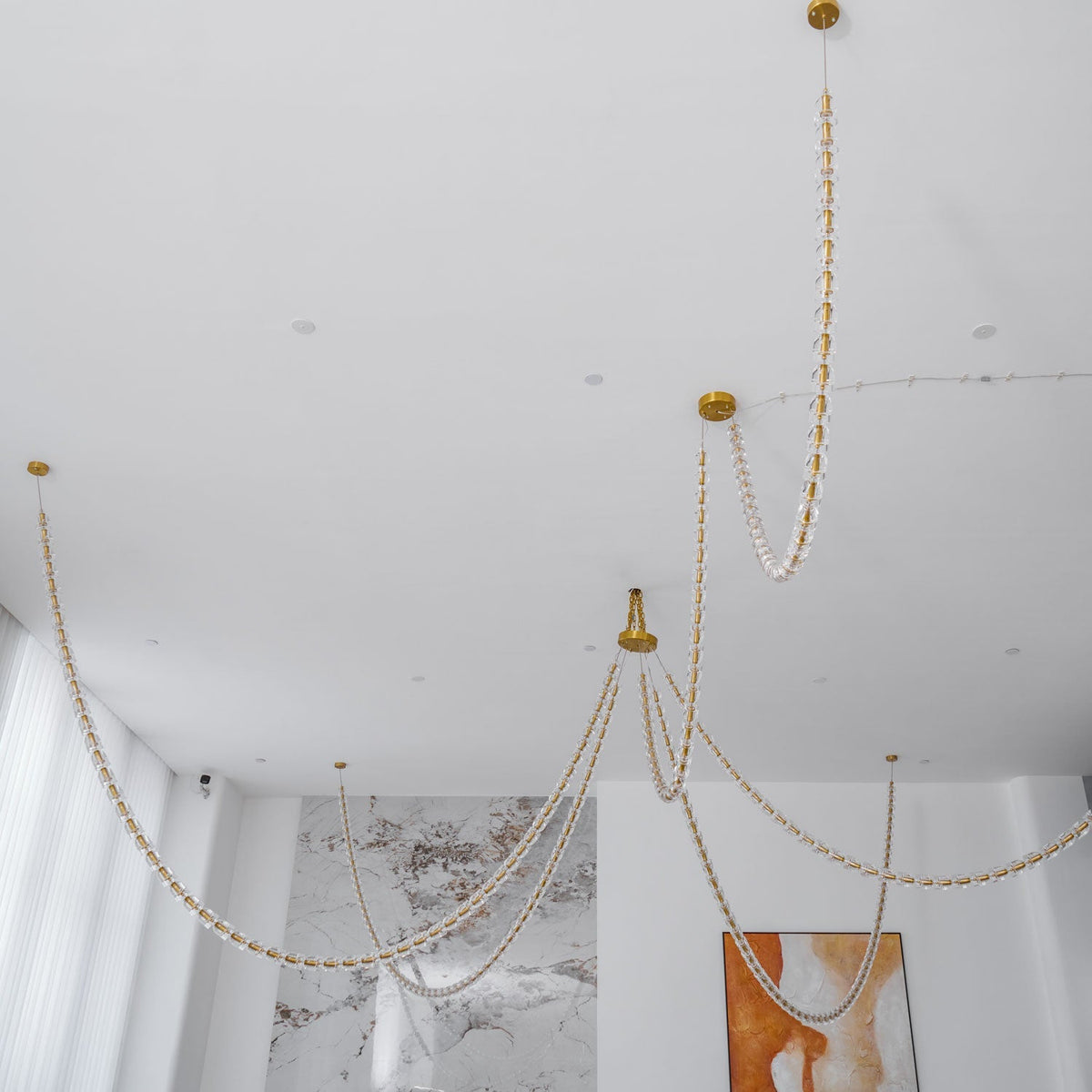 Candeeiro de teto de cristal dourado Nexus