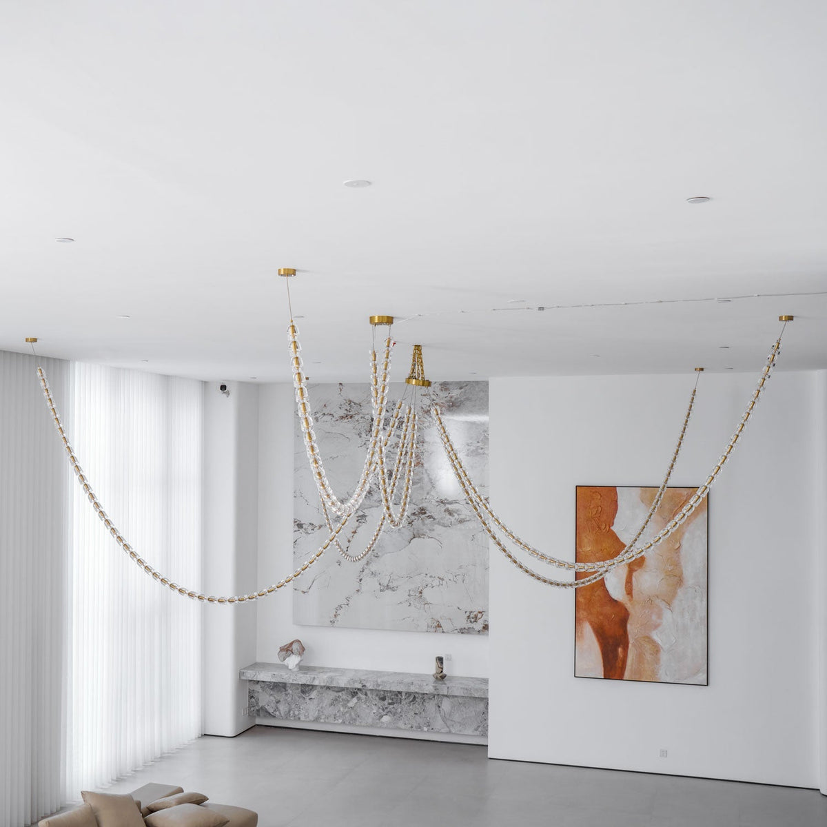 Candeeiro de teto de cristal dourado Nexus