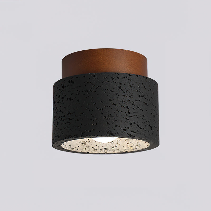 Rilon firkantet og rund loftslampe Sort og gul travertin