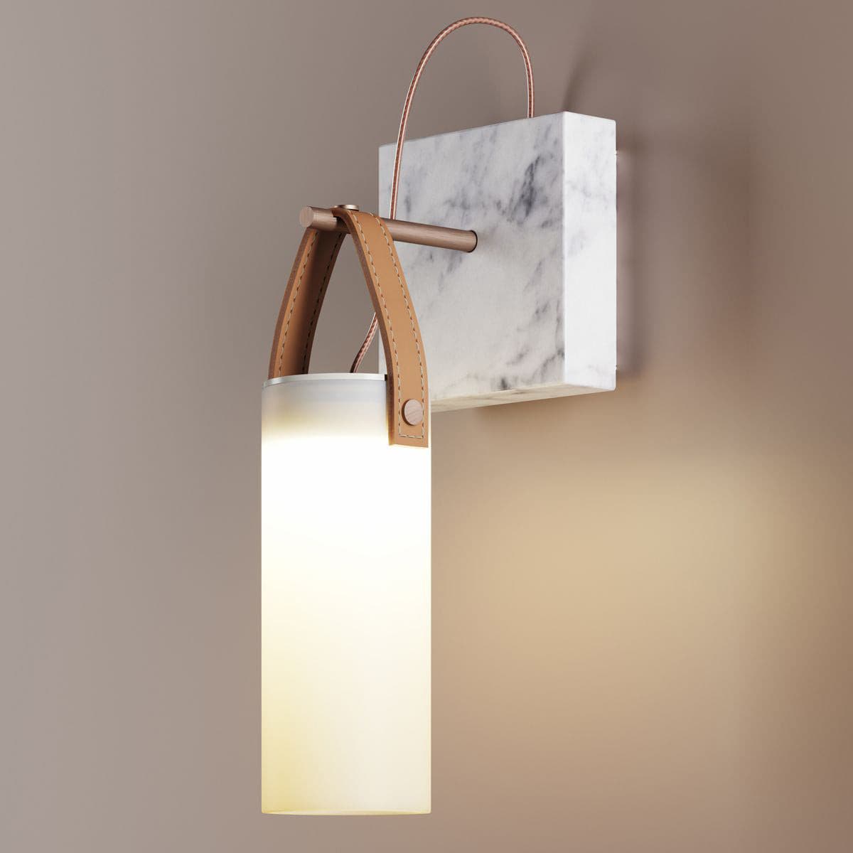 Galerie-seinävalaisin, Fontana-lasi, nahka ja marmori