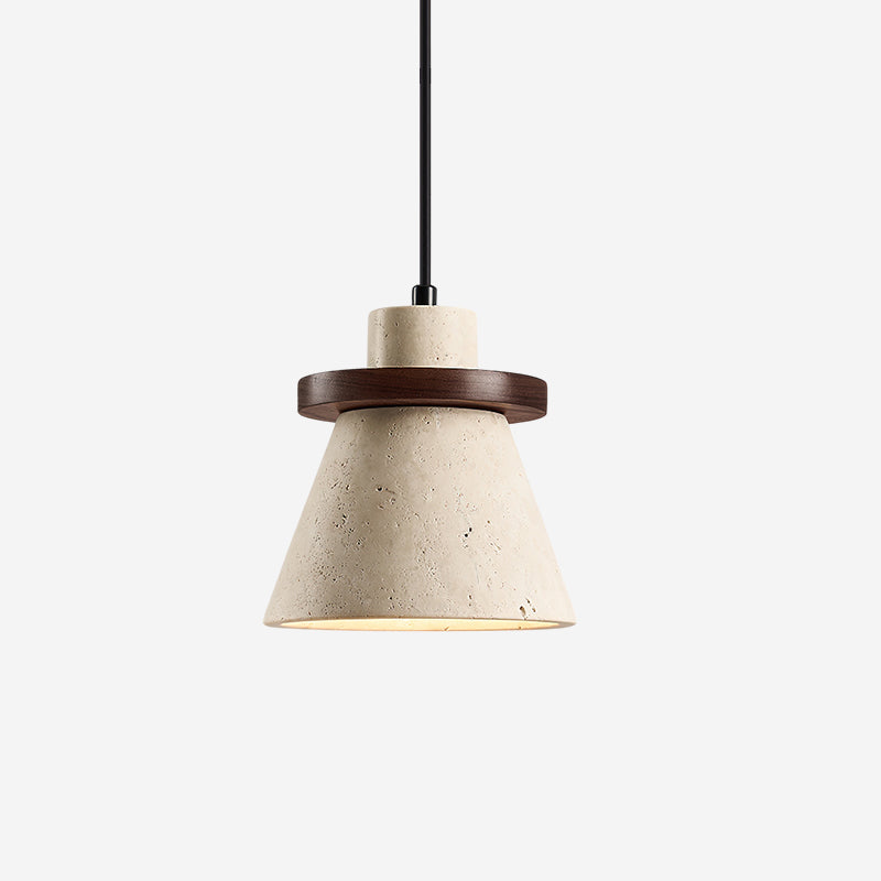 Virela pendellampe, travertin, træ, minimalistisk