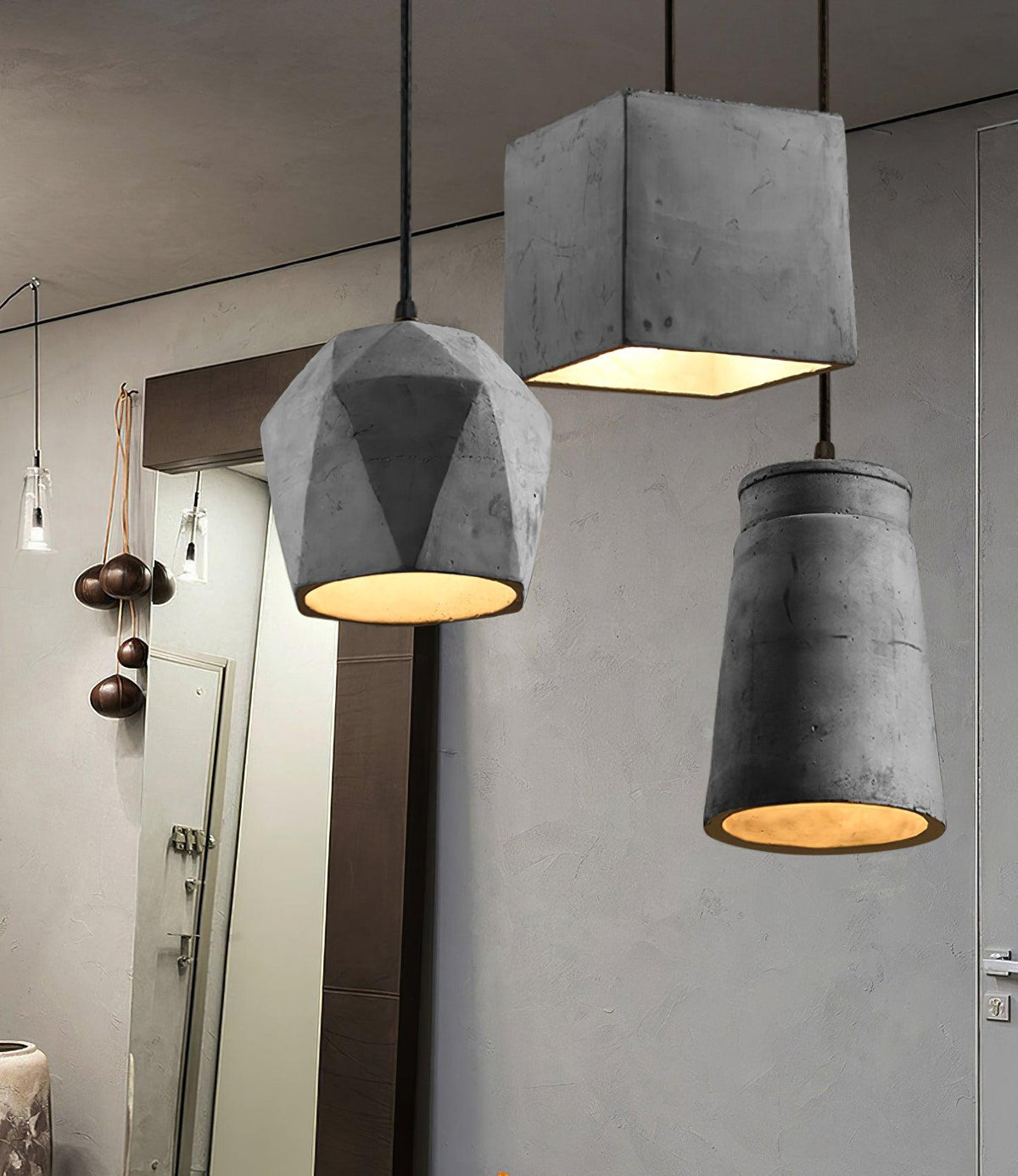 Candeeiro suspenso industrial Geo em cimento