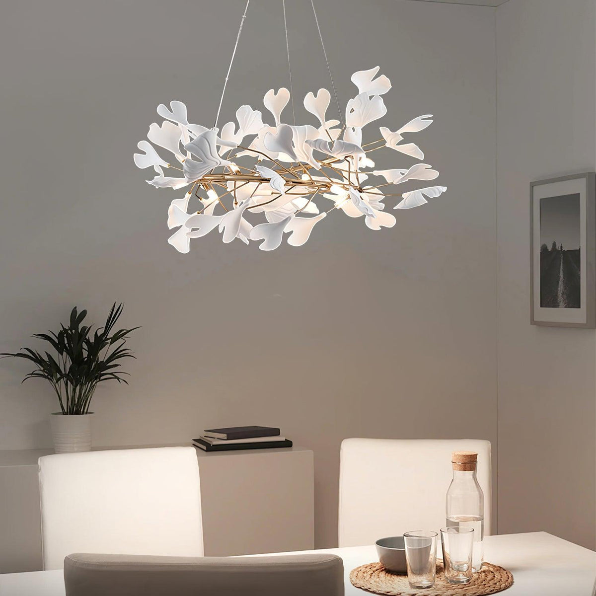 Olivia Modern Golden LED Chandelier Ceramic