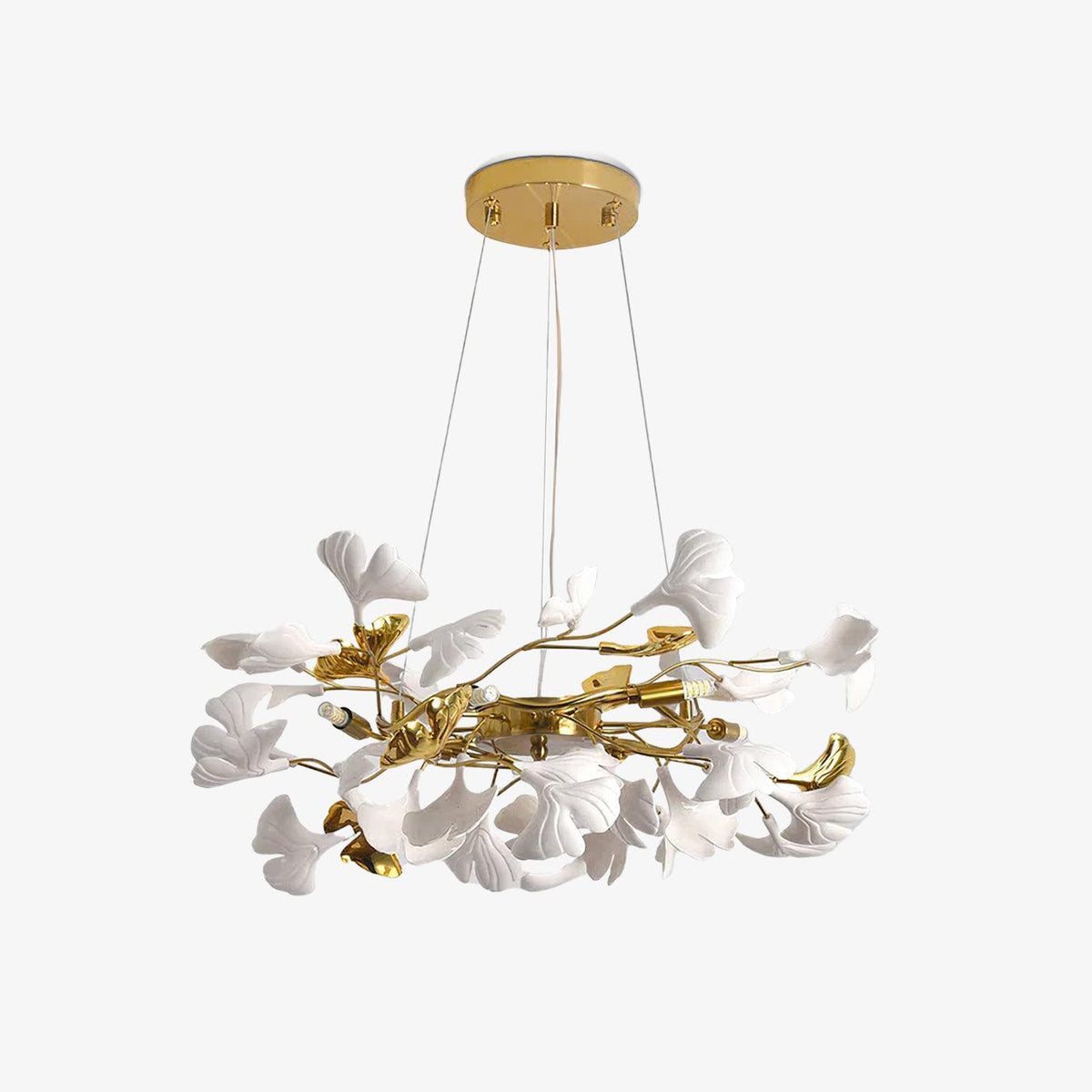 Candelabro escultórico de cerâmica com folha de ginkgo Oden