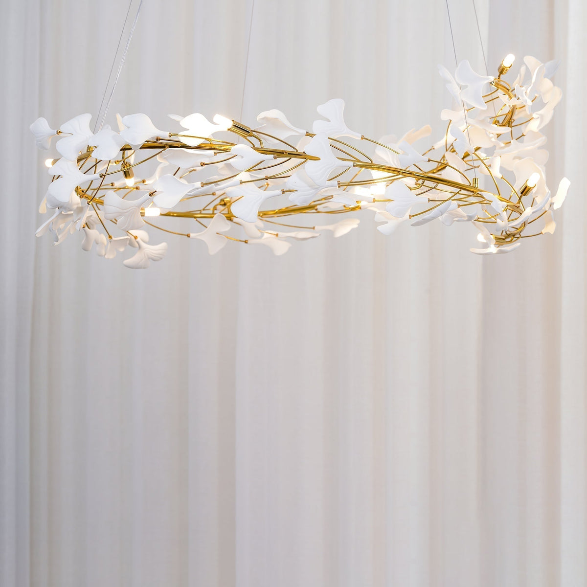 Olivia Modern Golden LED Chandelier Ceramic