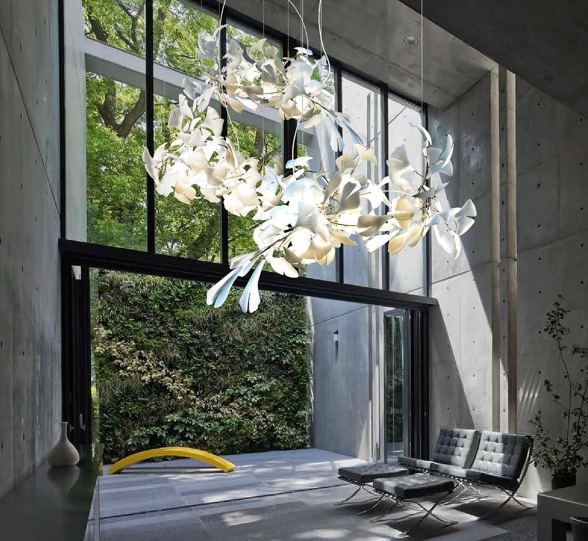 Ceroraine Gingko A lysekrone i porcelæn med moderne LED