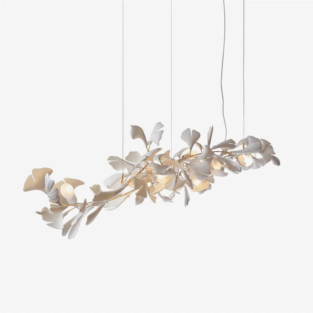 Ceroraine Gingko A lysekrone i porcelæn med moderne LED