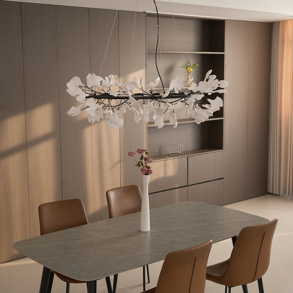 Orelalella ljósakróna með gingko-LED-grein
