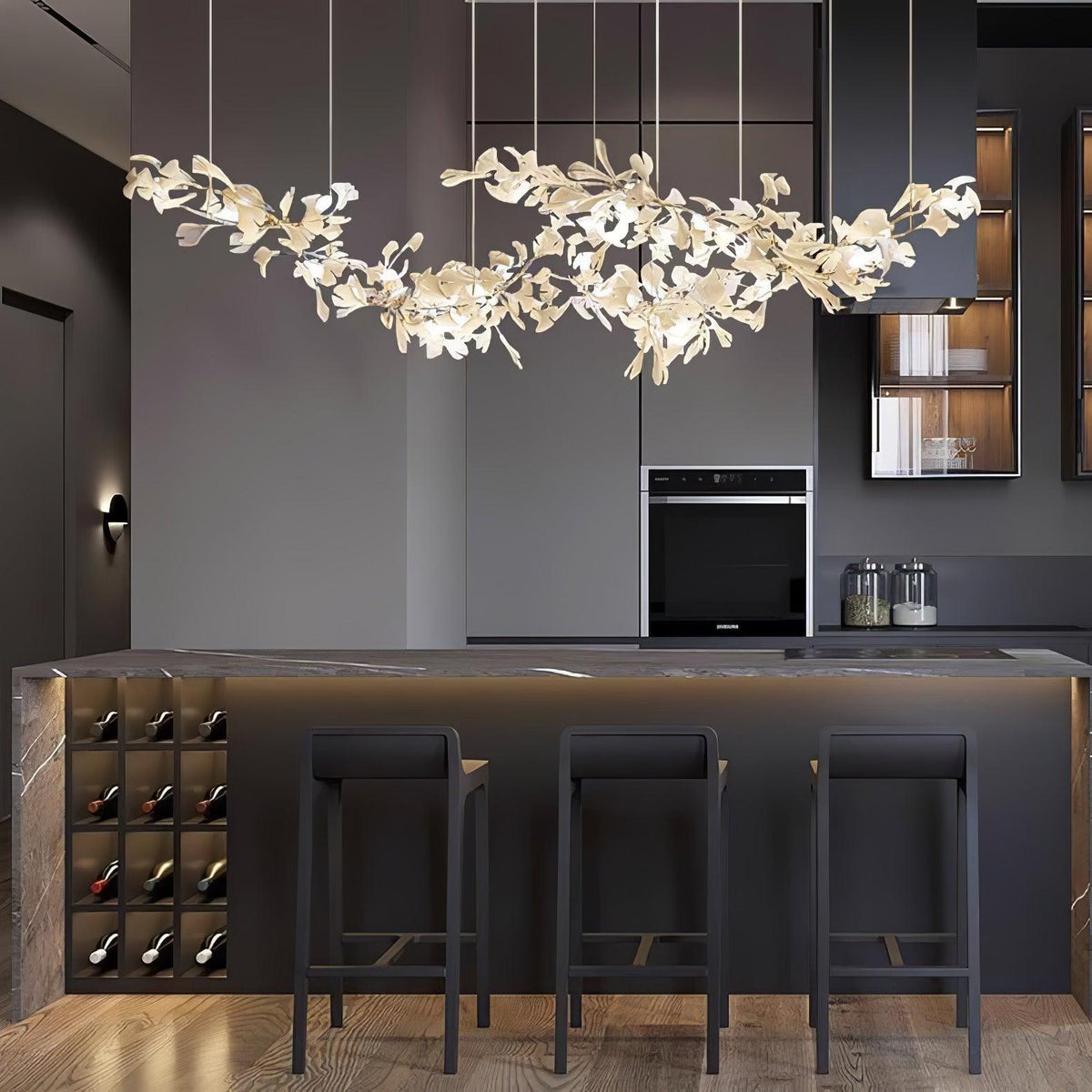 Elorus lysekrone med dobbeltlagskombination af gingko