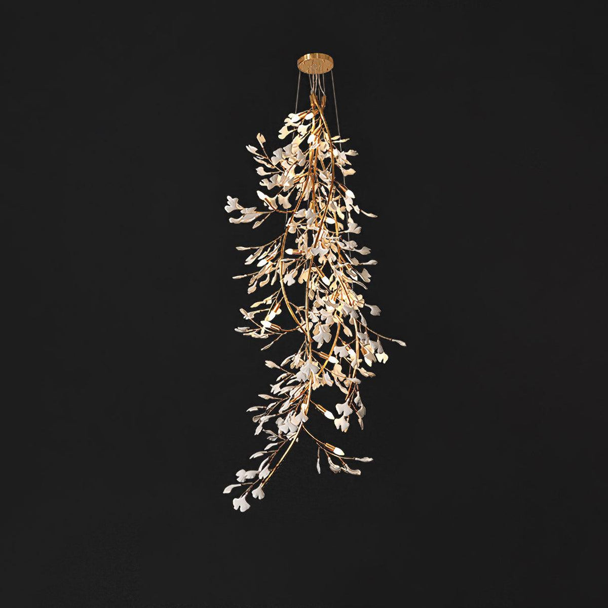 Ivmarel Gingko-lysekrone med lang gren i keramik